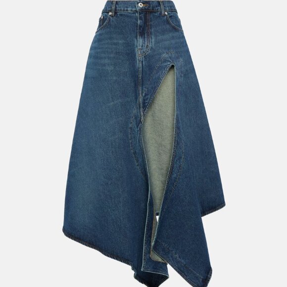 Y/PROJECT Dresses & Skirts - !SOLD! Y/PROJECT EVERGREEN CUT OUT ASYMMETRIC DENIM LOW RISE MIDI SKIRT SMALL